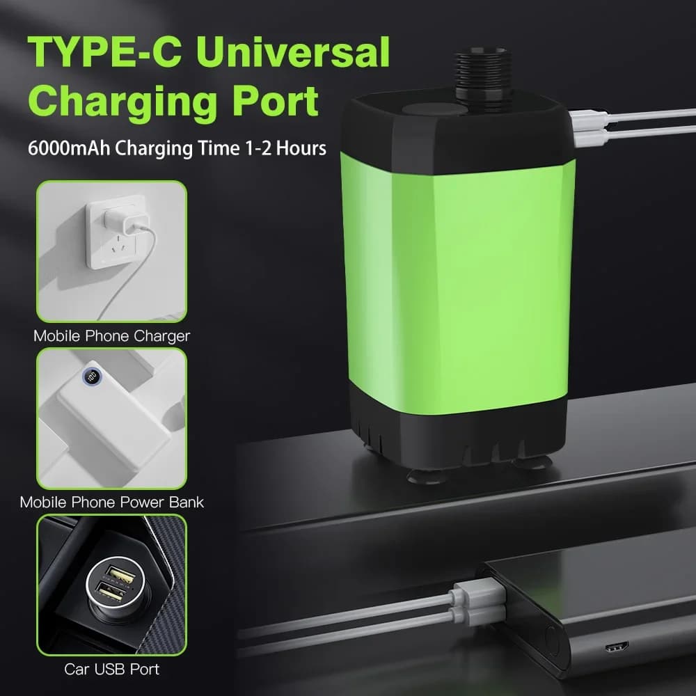 Camping Shower Pump RV Outdoor Shower Kit Camp Shower w/Full Screen Intelligent Digital Display Adjustable 6000mAh Shower Kit - 5