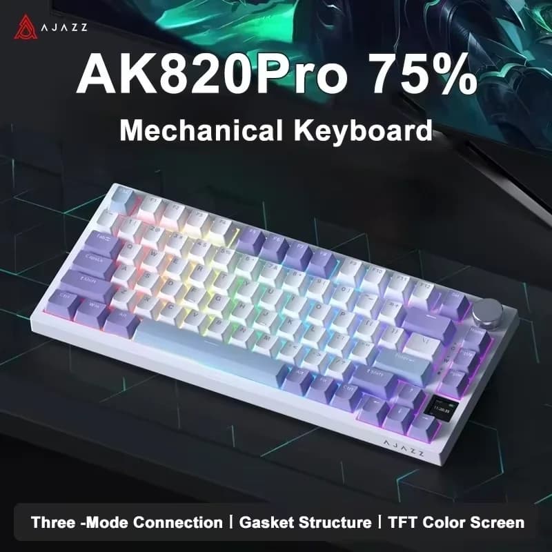 لوحة مفاتيح ميكانيكية للألعاب AJAZZ AK820 / AK820Pro 75% 82 مفتاحًا سلكية أحادية الوضع/لوحة مفاتيح ألعاب لاسلكية تعمل بالبلوتوث لأجهزة الكمبيوتر المحمول