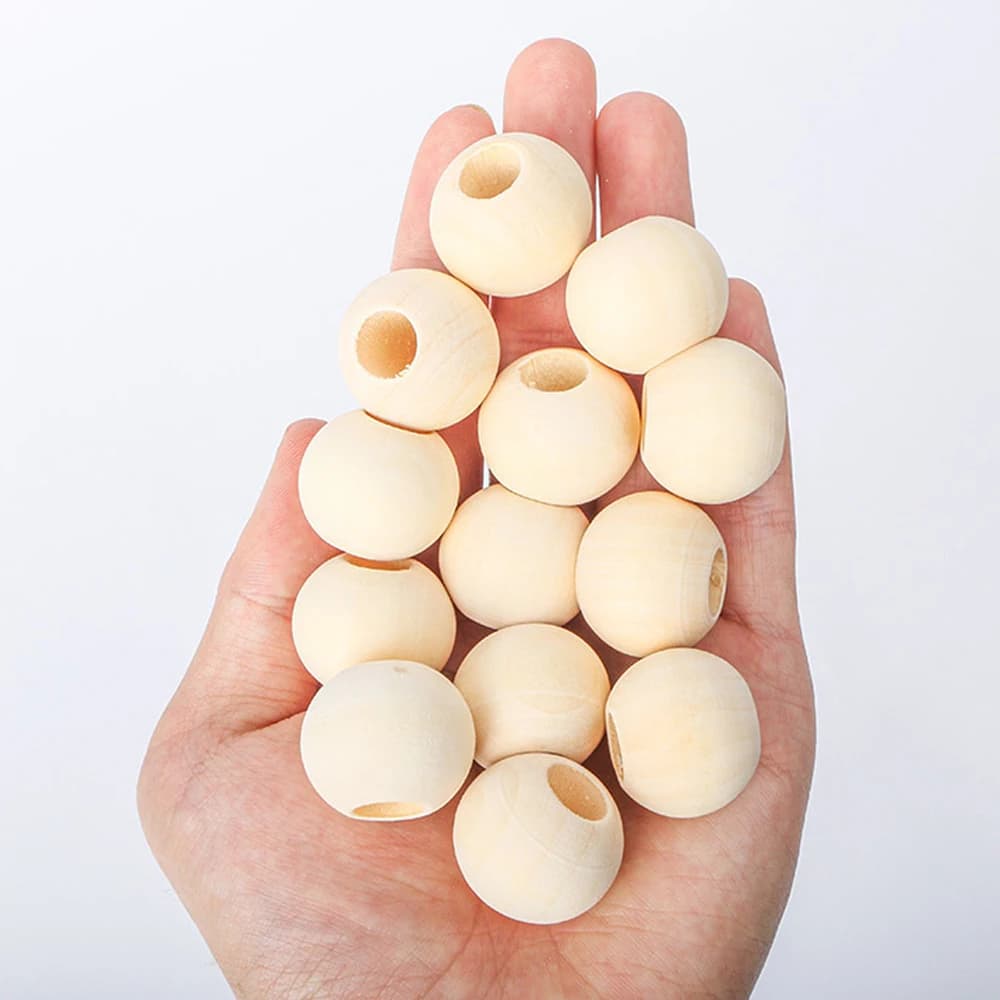 30-500PCS 5-20mm Natural Wooden Round Spacer Beads Big Hole Lead-Free DIY Jewelry Making Craft Accessories Loose Beads Supply - 6