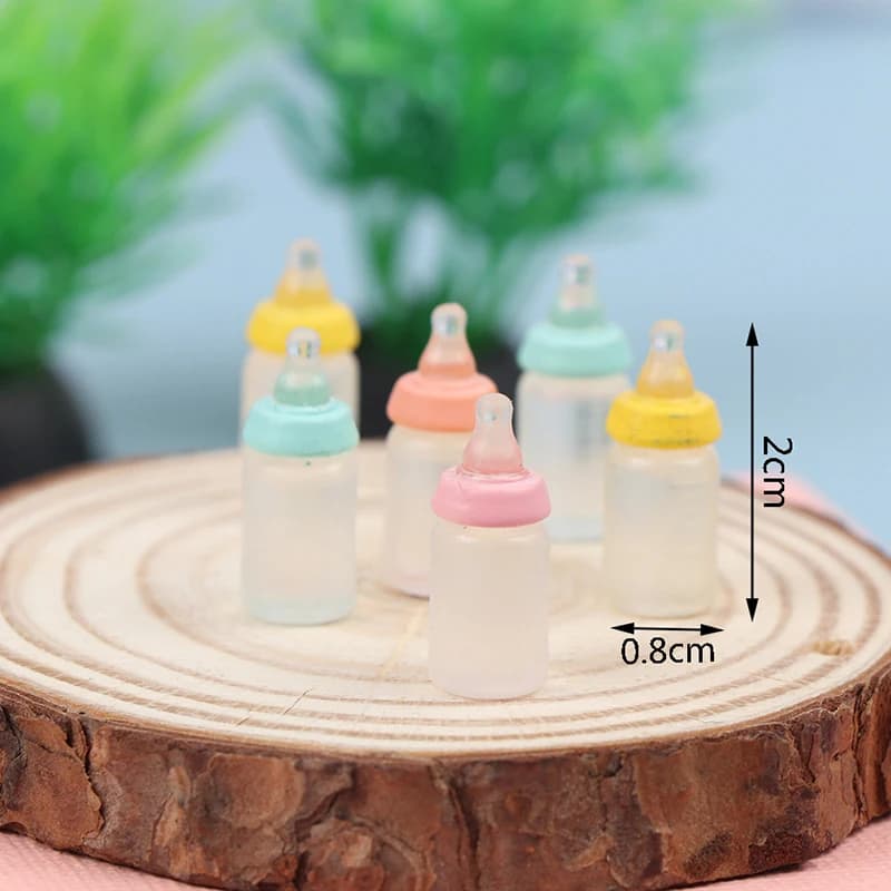 6Pcs 1:12 Dollhouse Miniatures Milk Bottle Baby Bottle Model Kitchen Accessories For Doll House Decor Kids Pretend Play Toys DIY - 3