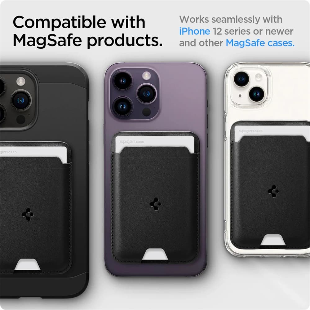 Spigen Leather Animation Magnetic Card Holder For Magsafe For iPhone 17 16 15 14 Pro Max Air For Samsung Galaxy S26 S25 S24Ultra - 4