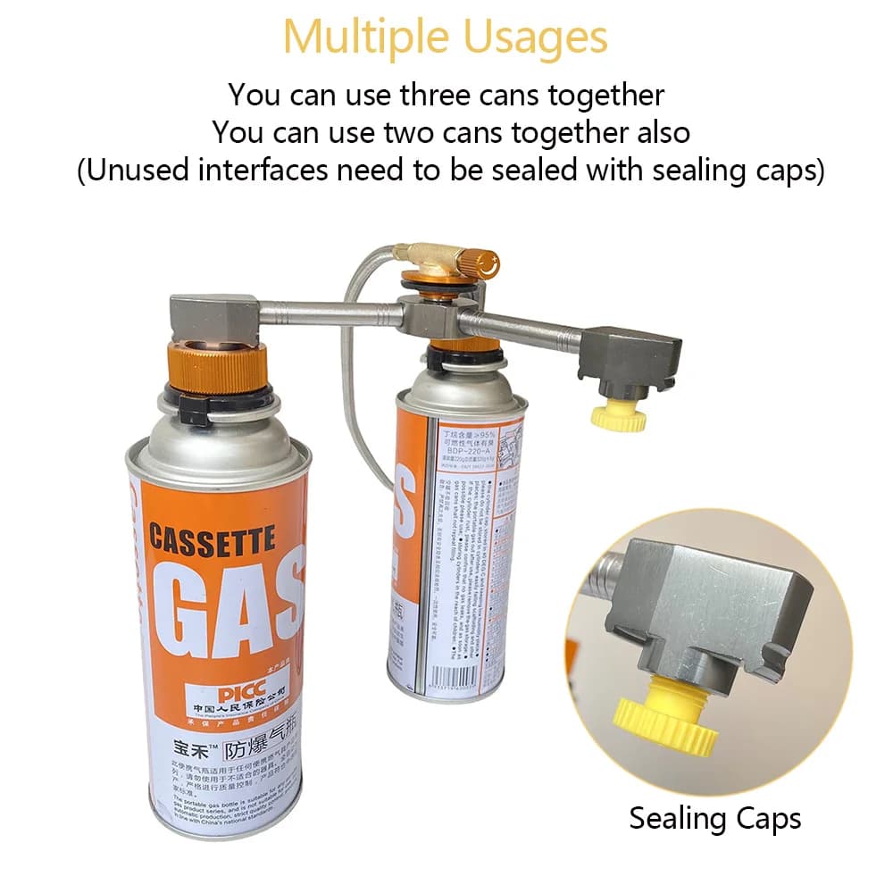 3 in 1 Butane Adapter Extension Split Furnace Adapter E-Three Outputs Gas Tank Conversion Head Gas Distributor Conversion Head - 4