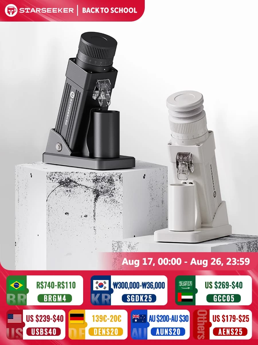 STARSEEKER E55Pro Electric Coffee Grinder 55MM Espresso Cone burr Stepless Fineness Adjustment Cold Brew Bean Grinder Black