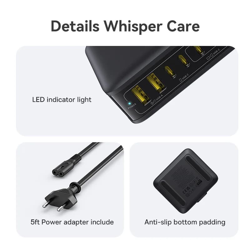 Baseus 120W Desktop Charger Laptop Fast Charger 6 in 1 Charger For iPhone 17 16 15 14 Pro Max Samsung iPad Quick Charger GaN - 5