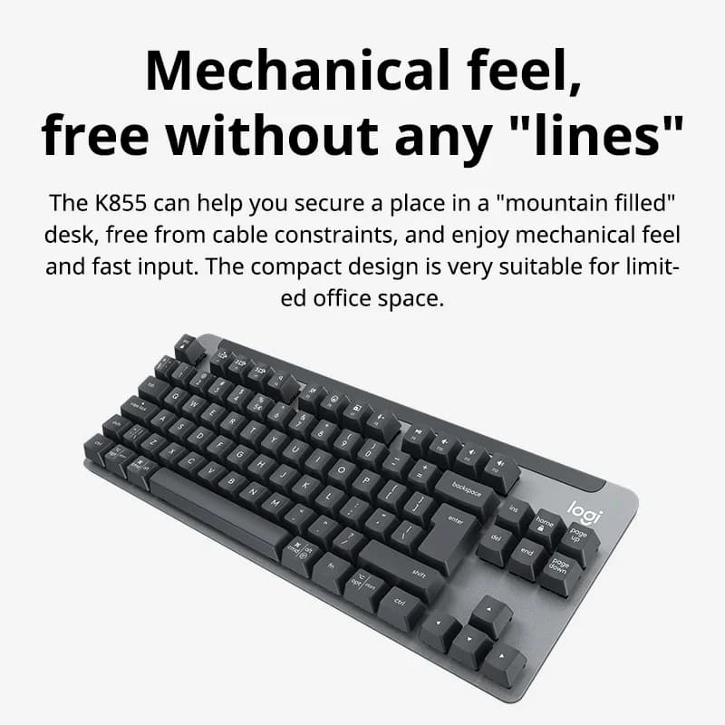 لوحة مفاتيح ميكانيكية لاسلكية Logitech K855، وضع مزدوج، مفاتيح TTC حمراء مخصصة، متوافقة مع Windows وMacOS وChrome OS وأنظمة Linux - 2