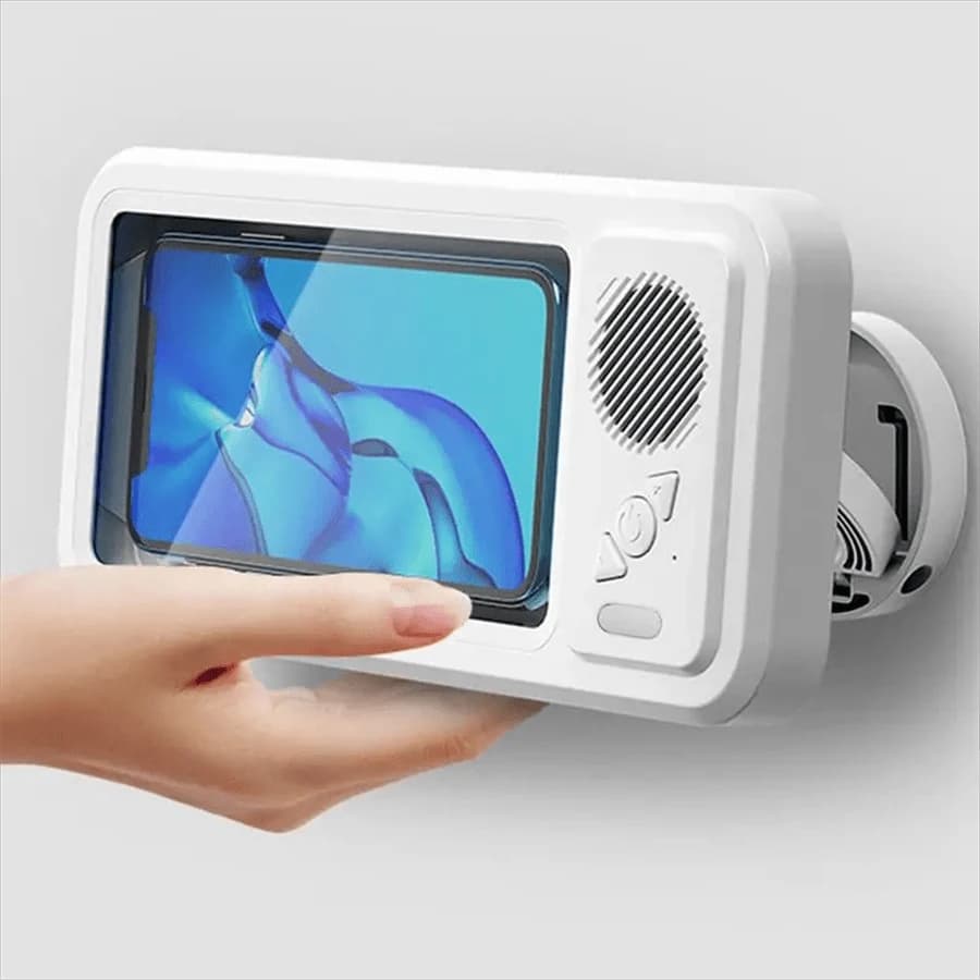 حامل هاتف للاستحمام مع سماعة بلوتوث مقاوم للماء IPX4 مقاوم للضباب شاشة تعمل باللمس حامل هاتف للحائط للحمام - 4