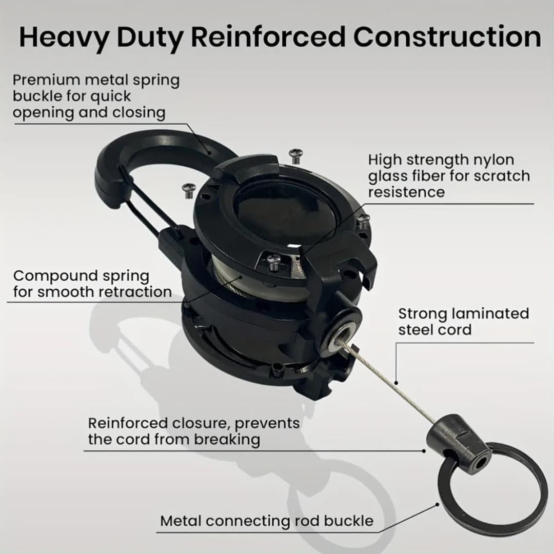 1/3/5Pcs Black Retractable Keychains with Steel Cable Durable ABS Quick Release for Outdoor Camping Hiking Fishing Multi-Tool - 3