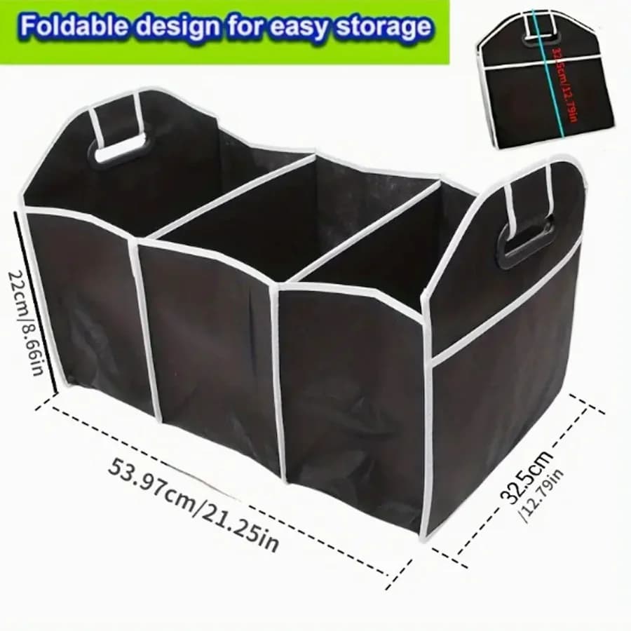 1pc Universal Car Trunk Organizer Portable Foldable Waterproof Auto Storage Bag With 3 Compartments For SUV Truck Van Sedan ﻿ - 4