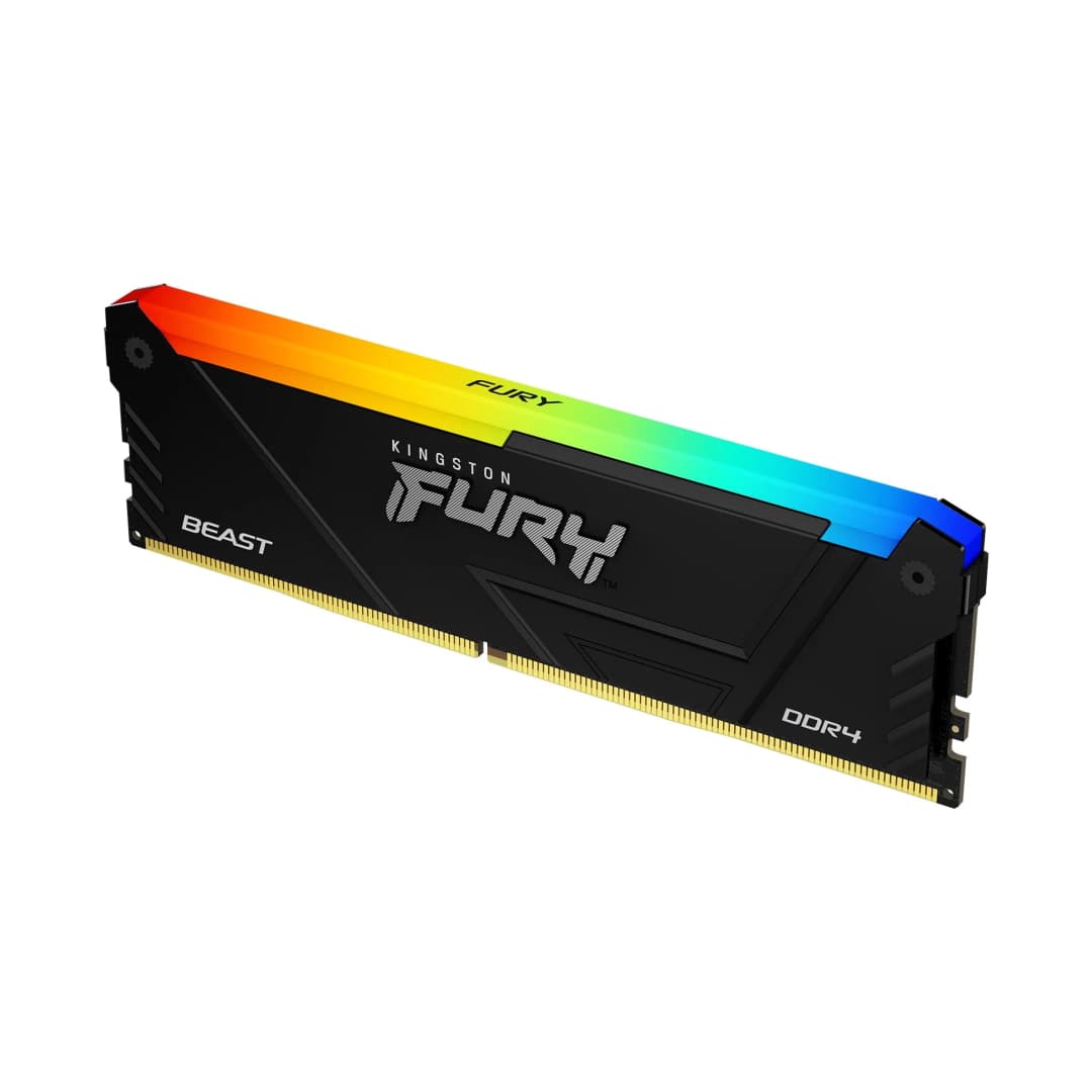 ذاكرة كمبيوتر كينجستون فيوري بيست DDR4 بإضاءة RGB، سعة 8 جيجابايت/16 جيجابايت/32 جيجابايت، بسرعة 3200 ميجاهرتز/3600 ميجاهرتز، معتمدة ومتفقة مع تقنية Intel XMP - 3