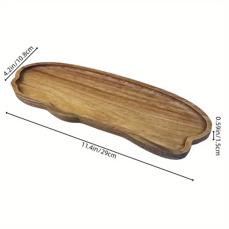 Japanese-Style Wooden Food Serving Tray for Coffee Fruit Desserts Candies Bread Snacks Cakes - Traditional Design Tableware - 6