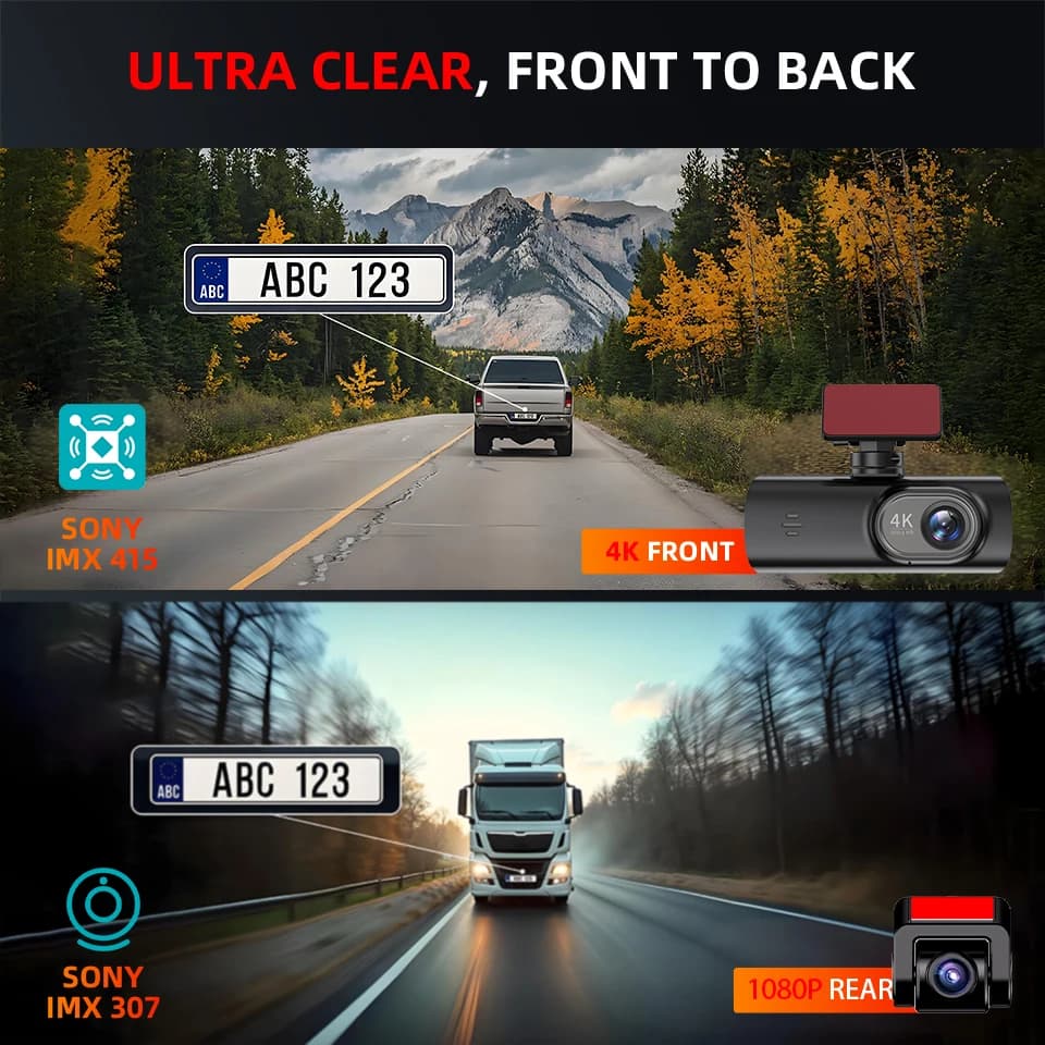 4K WIFI Dash Cam Mini CAR DVR Support Front and Rear Dual Lens 1080P Black Box Room Night Vision Camera Parking Monitor - 6