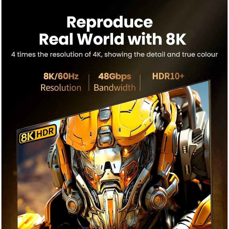 كابل اتش دي ام اي يو جرين 8K/60Hz لبلاي ستيشن 5 وجهاز شاومي تي في بوكس بسرعة فائقة معتمد 8K@60Hz كابل 48 جيجابت في الثانية دولبي فيجن HDCP2.3 - 2