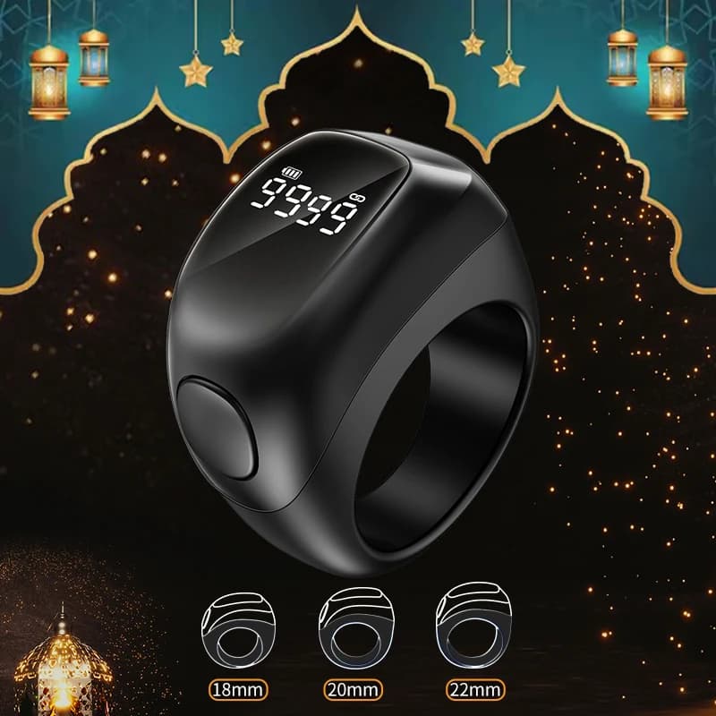 Muslim Gift Ceramics Smart Electronic Zikr Ring Counter Digital Azan Alarm Clock Tasbeeh Tasbih Zikr Ring - 2