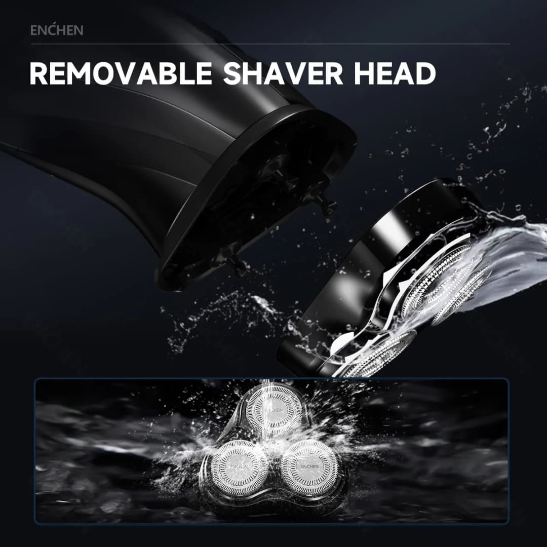 رأس شفرة حلاقة بديل ENCHEN BR-3 BlackStone 3 الأصلي 3D عائم مقاوم للماء للاستخدام التنظيفي للرجال - 4