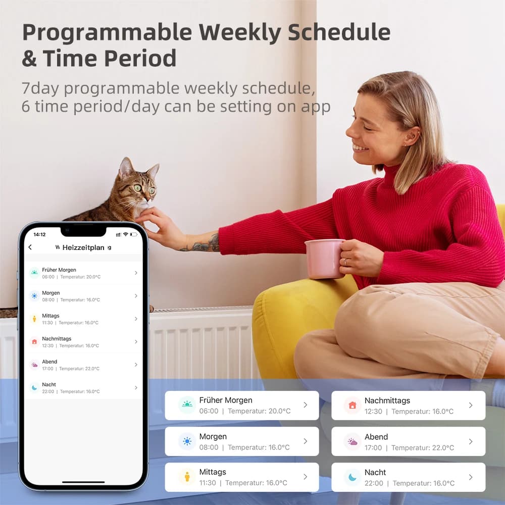 AVATTO Tuya 1-6 قطع صمام مشغل مبرد ترموستاتي ذكي للتحكم في درجة الحرارة يعمل مع Alexa وGoogle Home - 4