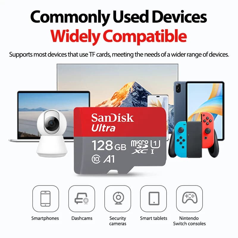 Sandisk Ultra Micro SD 128GB 32GB U1 A1 Class 10 64GB 256GB Micro SD Card SD/TF Flash Card Memory Card 512G microSD For Phone PC - 6