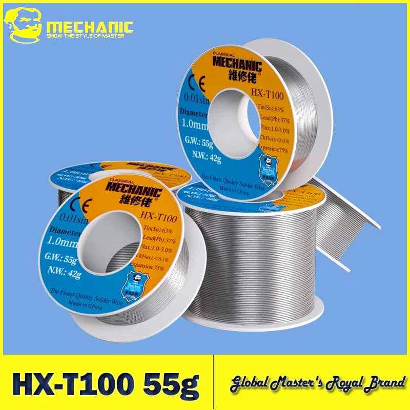【MECHANIC】 HX-T100 55g Soldering Wire Mild Rosin Core 0.3mm 0.4mm 0.5mm 0.6mm 0.8mm 1mm 1.2mm For iPhone Samsung Repair Tool