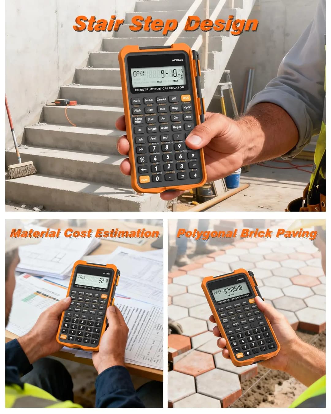 Construction Calculator with Writing Tablet Industrial & Scientific ROATEE Engineering Calculator for Contractor Concrete Pocket - 4