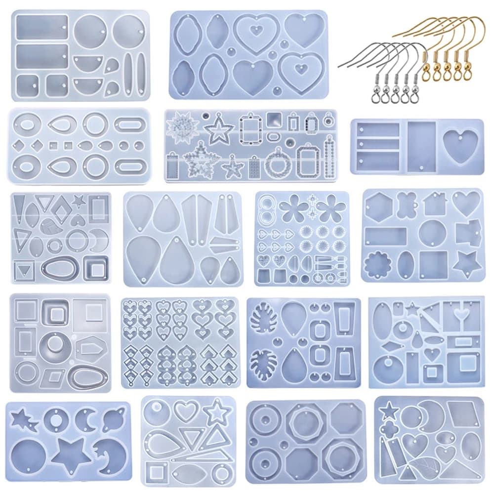 القرط قلادة قالب من السيليكون الايبوكسي مجوهرات من مادة الراتنج صنع قوالب القلب يترك القمر DIY بها بنفسك سحر قلادة قالب مجوهرات إبداعية الحرفية