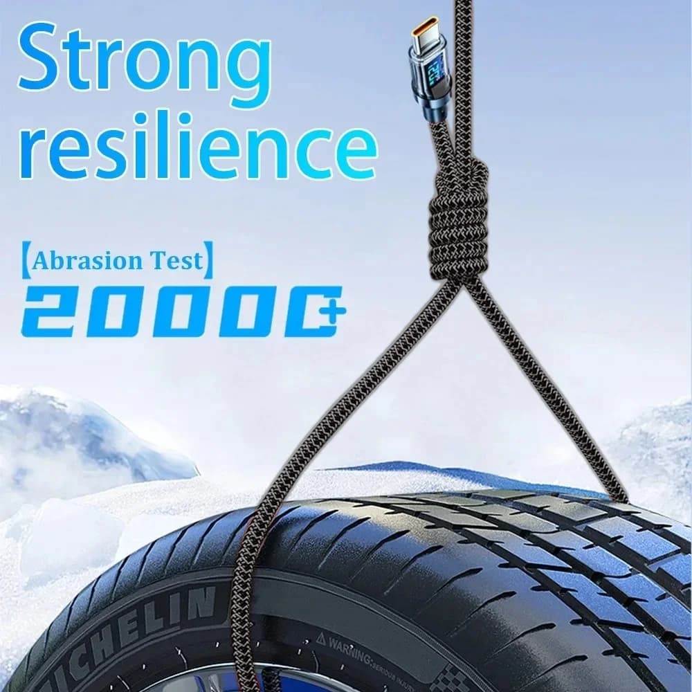 كابل شحن سريع 120 واط من USB إلى Type C مع شاشة LED، كابل بيانات Type-C إلى Type-C لهواتف هواوي وأوبو وفيفو - 5