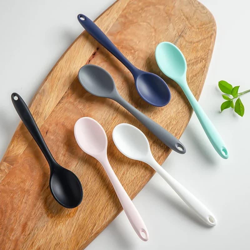 3pcs Silicone Spoon Mixing Soup Spoons Kitchen Mixing Ladle Cooking Utensils Kitchenware Tool for Stirring and Serving - 3