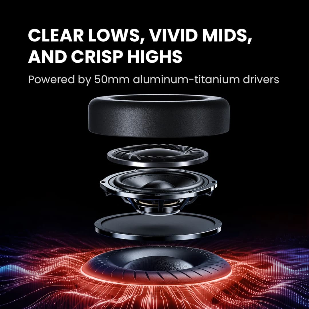 سماعات رأس للألعاب HAYLOU HexStorm G1 السلكية مع صوت محيطي 7.1 ومحرك مزدوج 50mm وميكروفون لأجهزة PS4 وPS5 وPC - 4