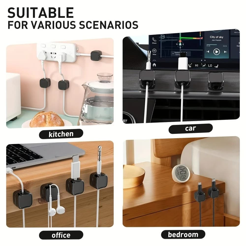 حامل الكابل المغناطيسي سلك البيانات Collator سطح المكتب السرير جدار منظم للأسلاك الهواتف المحمولة سماعات شحن سلك الحبل حامل - 3