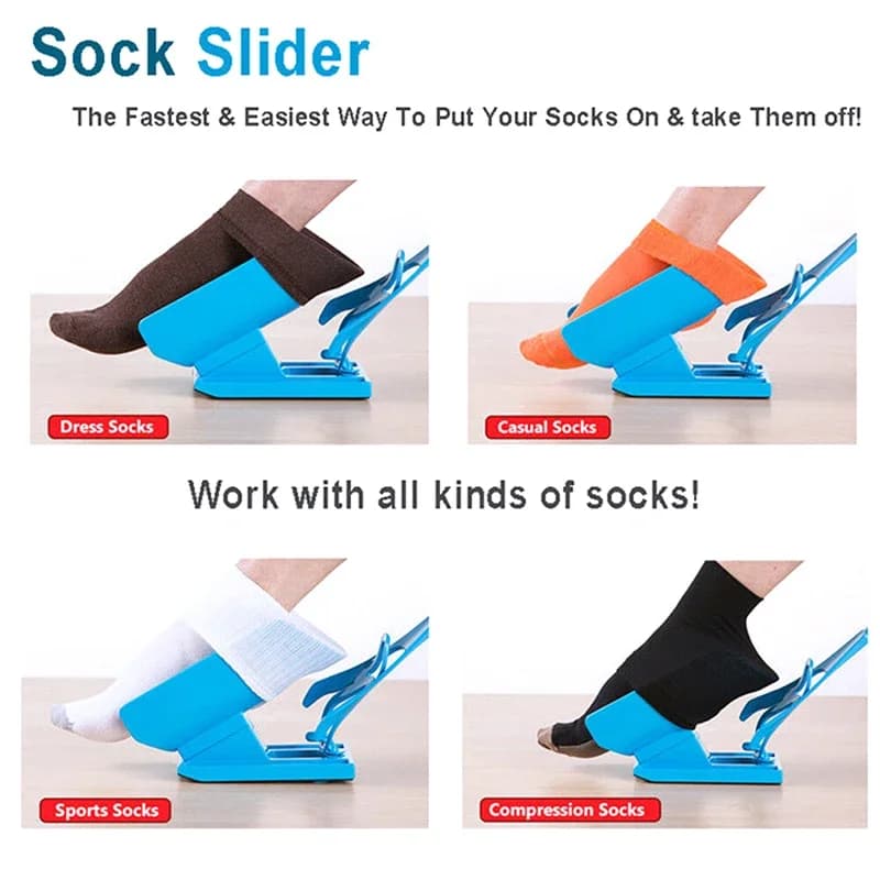 1 PC Flexible Sock Stocking Aid  Injuries Supplies Elderly Helper Wearing Sock Aids Unique Cradle Design Portable Plastic System - 3