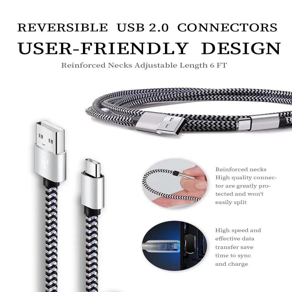 1-3Pcs USB Type C Cable Fast Charging Battery Charger Wire Woven Nylon Data Cable Mobile Phone Charger For Huawei Samsung USB C - 4