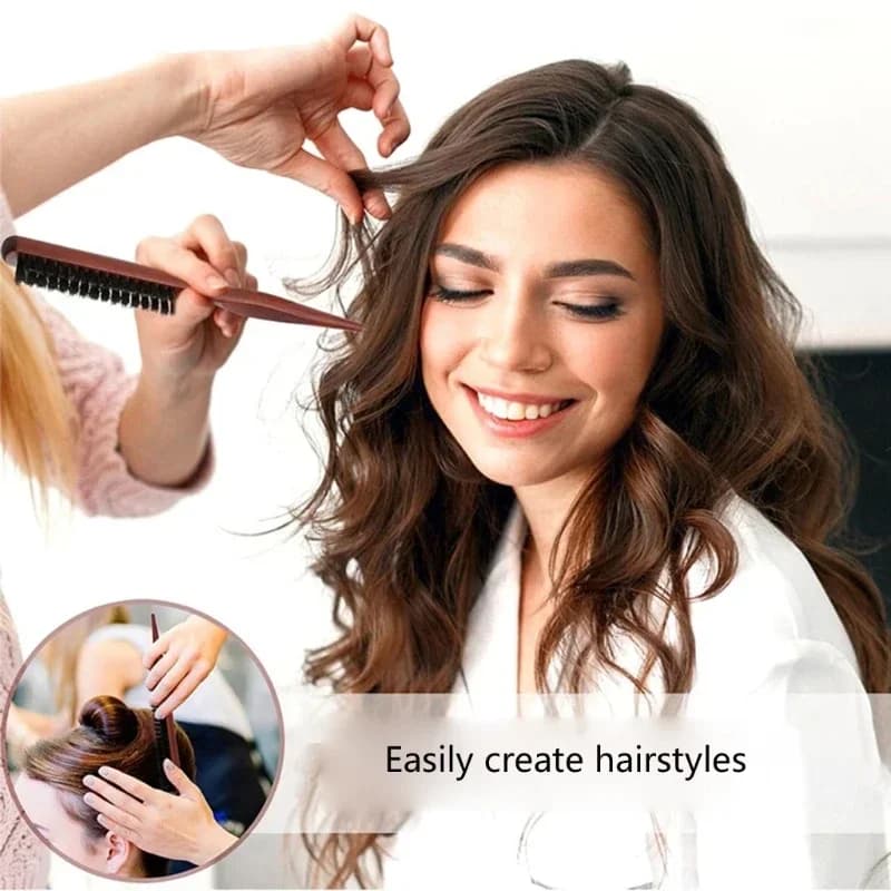 مجموعة فرشاة شعر من شعر الخيل مع فرشاة شعر ناعمة وفرشاة شعر ذيل الفأر وفرشاة تمشيط الشعر وفرشاة حلاقة اللحية وأدوات تصفيف حواف الشعر - 4