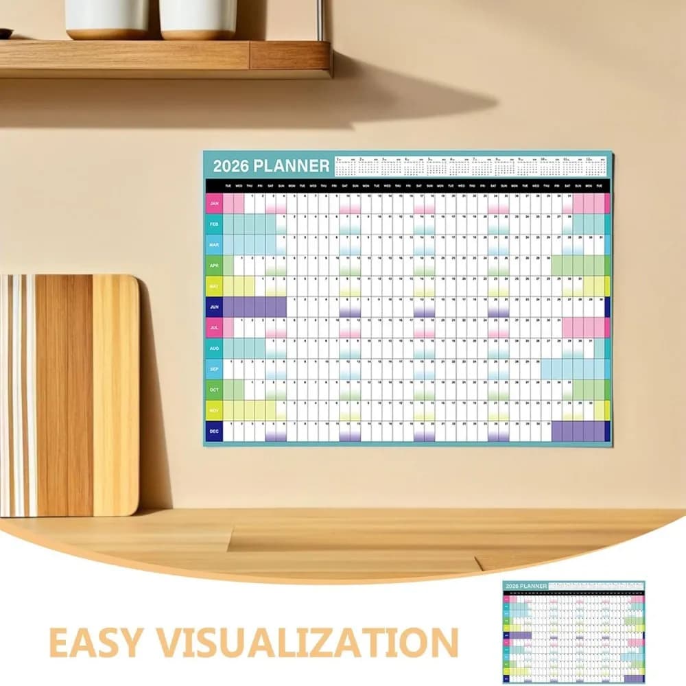 تقويم جديد 2026 تقويم حائط كبير مخطط 365 يوم ورقة قائمة المهام خطة تسجيل الدخول جدول يومي أسبوعي منظم الجدول - 5
