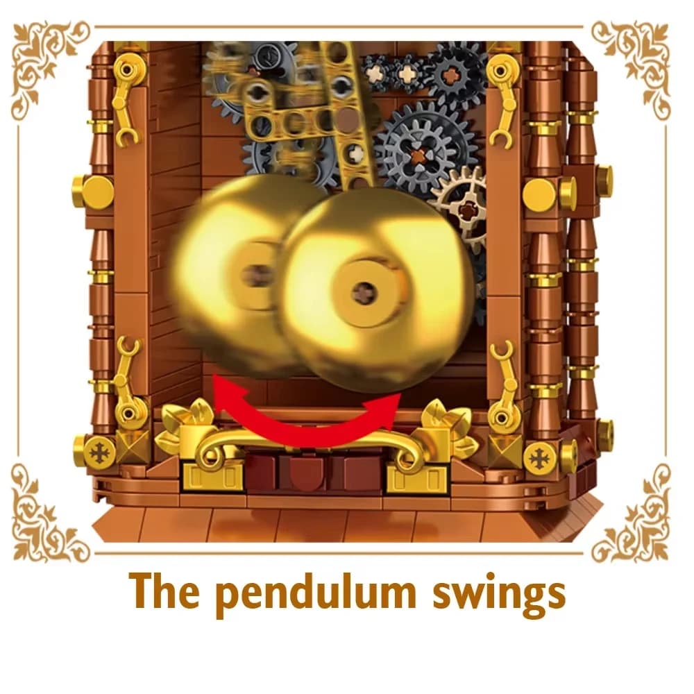 MOC Classic Retro Series Swing Clock Building Blocks With Pendulum Construction DIY Assemble Brick Set Gift Boy Child Kids Adult - 5