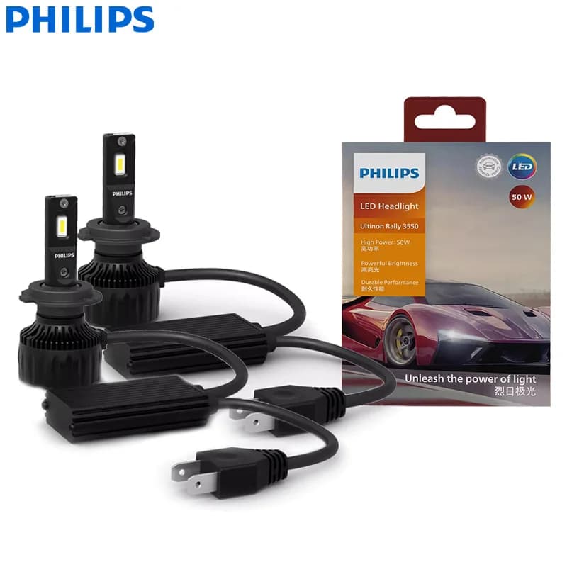 Philips Ultinon Rally 3550 H7 LED Head Light 100W 9000LM Max Power Bright 6500K White Turbo Upgrade High Low Beam 11972U3550X2 - 2