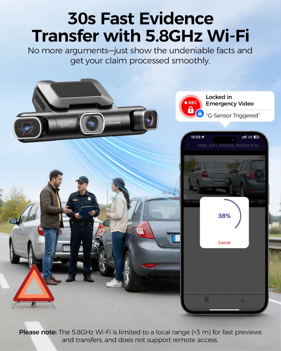 كاميرا لوحة القيادة AZDOME M660 بدقة 2.5K+3*1080P مع 4 قنوات وGPS وواي فاي 5G مدمج وذاكرة 128 جيجابايت وتحكم صوتي ومراقبة على مدار 24 ساعة ورؤية ليلية فائقة - 4