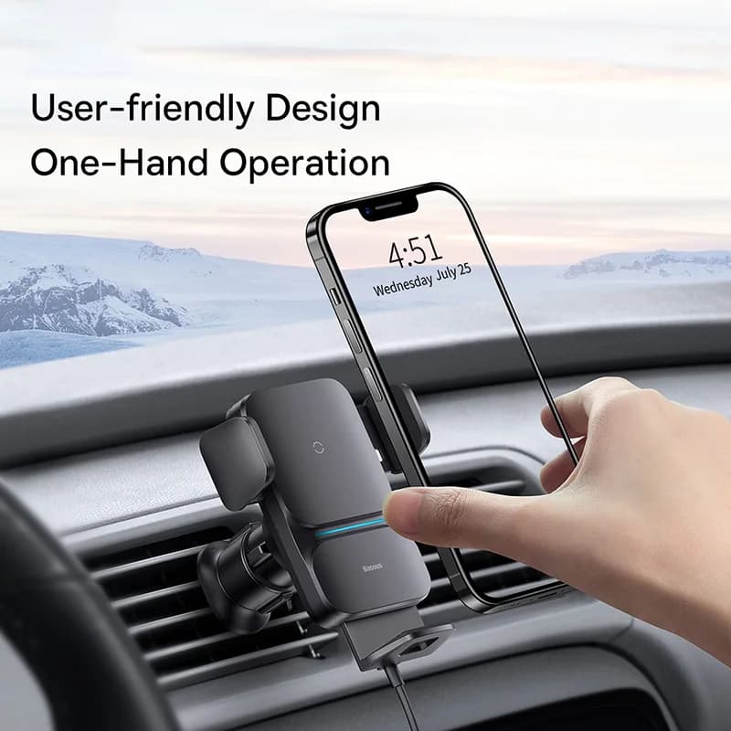 Baseus Car Phone Holder Infrared 15W QI Wireless Phone Charger for iPhone Xiaomi Samsung Car Mount Fast Charging Easy Control - 5
