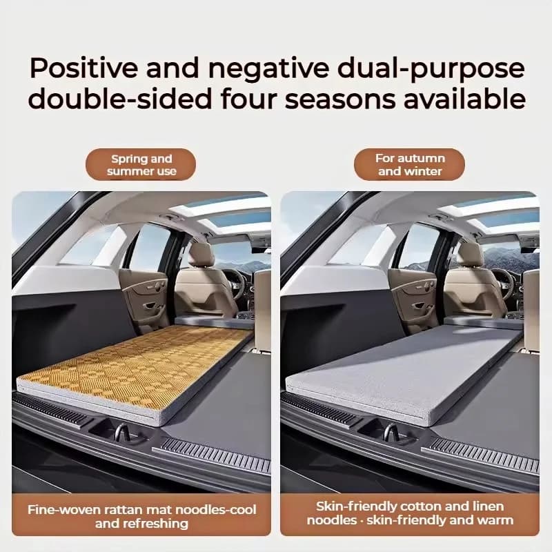 Portable Car Travel Bed Non Inflatable Folding Mattress For Camping Office Rest Car Rear Seat Sleeping Pad With Vine Mat - 2