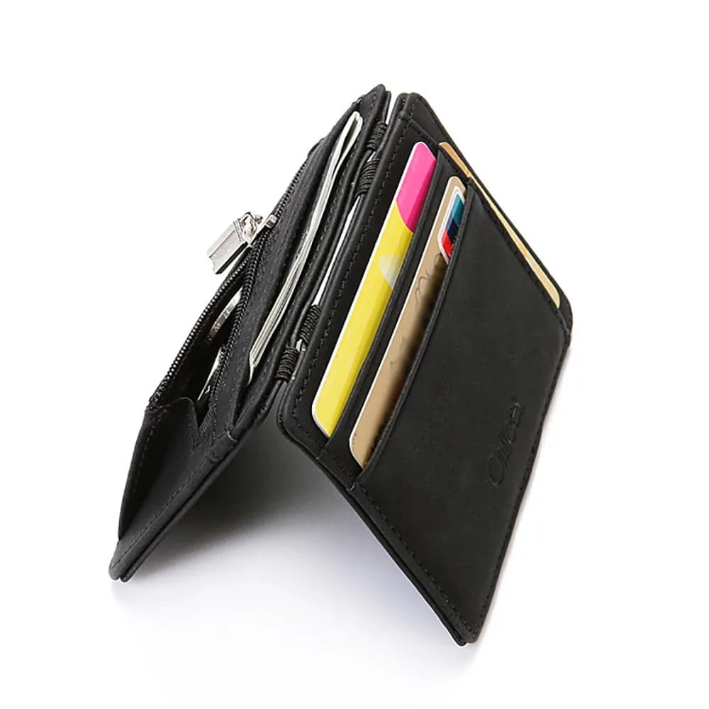 Ultra Thin Men Male PU Leather Mini Small Magic Wallets Zipper Coin Purse Pouch Plastic Credit Bank Card Case Holder Men Purses - 4