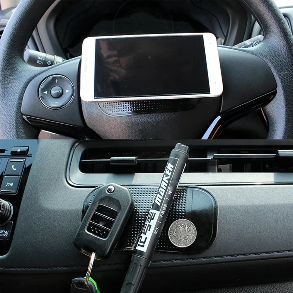 لوحة سيارة من السيليكون المضادة للانزلاق مع وسادة تخزين الهاتف وحامل تخزين داخلي للسيارة - 6