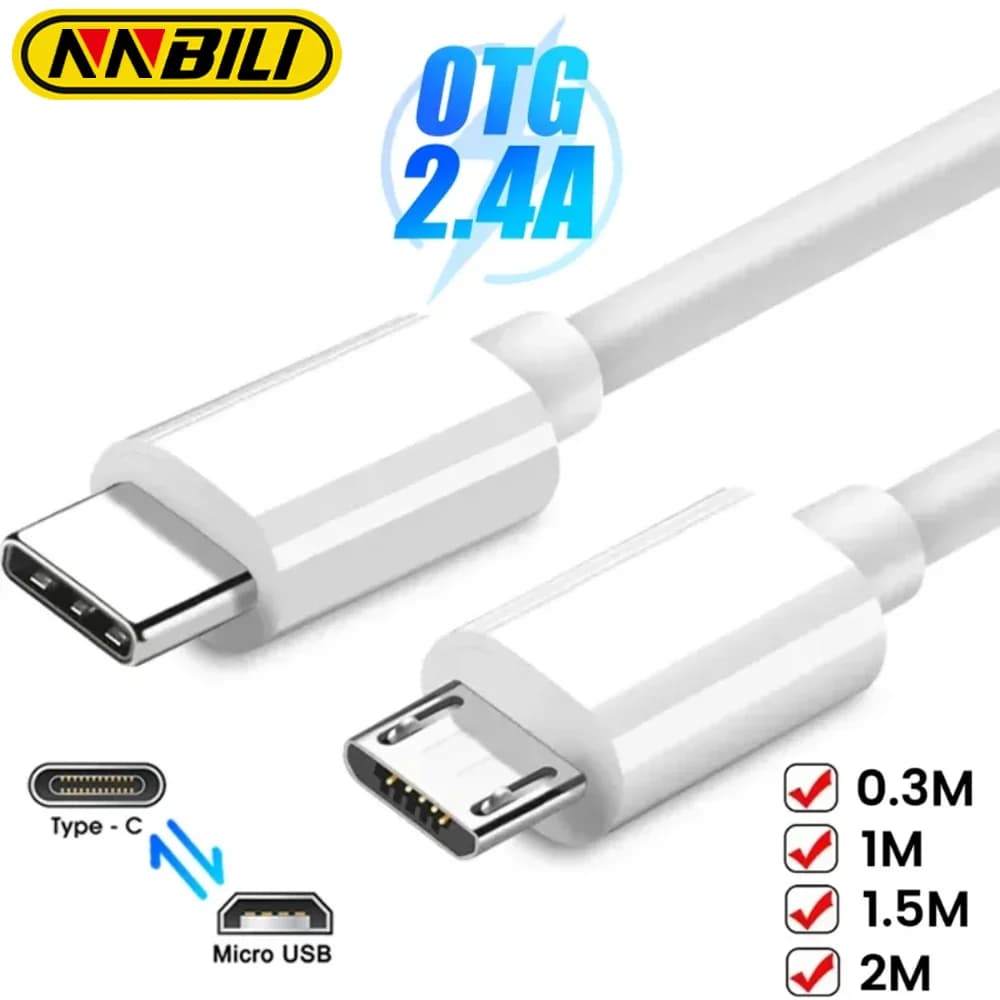NNBILI USB نوع C إلى مايكرو 5 فولت/2.4A شحن سريع 480 ميجابت في الثانية نقل البيانات OTG كابل محول لسامسونج Xiaomi هواوي ماك بوك برو