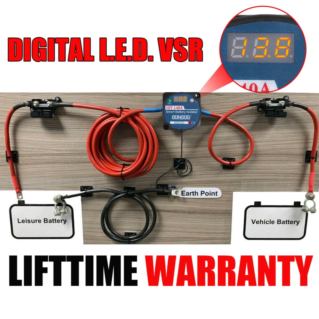 فيفر كيت تقسيم الشحن 12V كيت عازل بطارية تلقائي 12V AMP VSR 110Amp للسيارة الشاحنة الكارافان الكامبير اليخت القوارب - 2