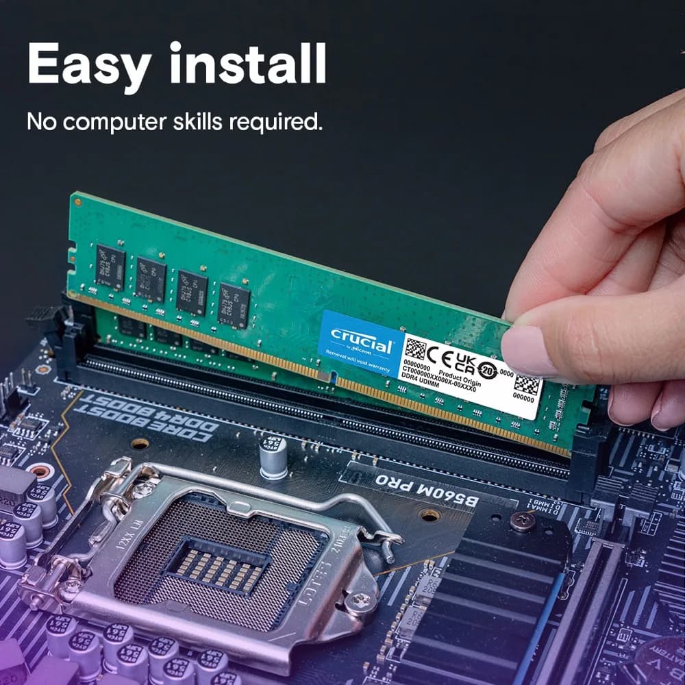 Crucial DDR4 RAM 4/8/16/32GB 2133/2400/2666/3200Mhz Desktop Memory UDIMM 288-Pin Compatible with Intel and AMD Ryzen - 4