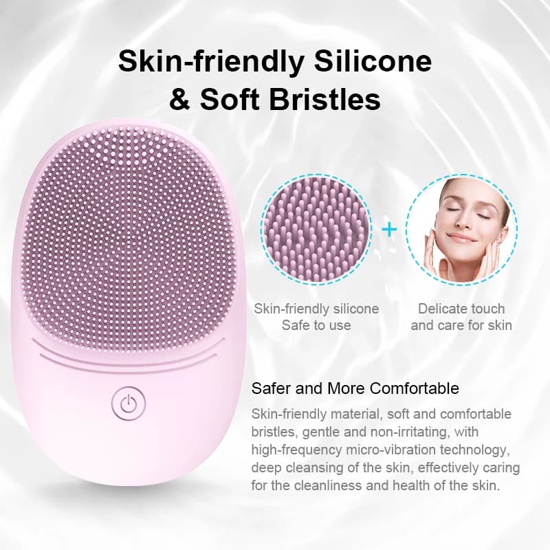 Soft silicone electric facial cleanser, cleansing brush, sonic vibration cleansing brush, deep cleaning - 3
