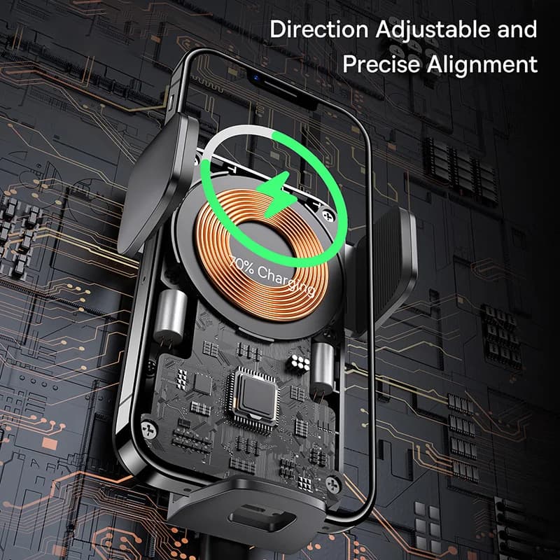 Baseus Car Phone Holder Infrared 15W QI Wireless Phone Charger for iPhone Xiaomi Samsung Car Mount Fast Charging Easy Control - 2