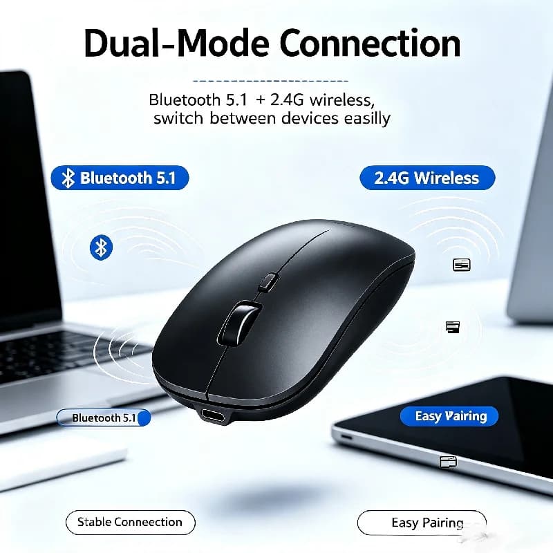Ergonomic Wireless Gaming Mouse RGB Backlight USB Compatible Rechargeable Silent Backlit Mouse for Laptop PC - Silent Gaming Mic - 4