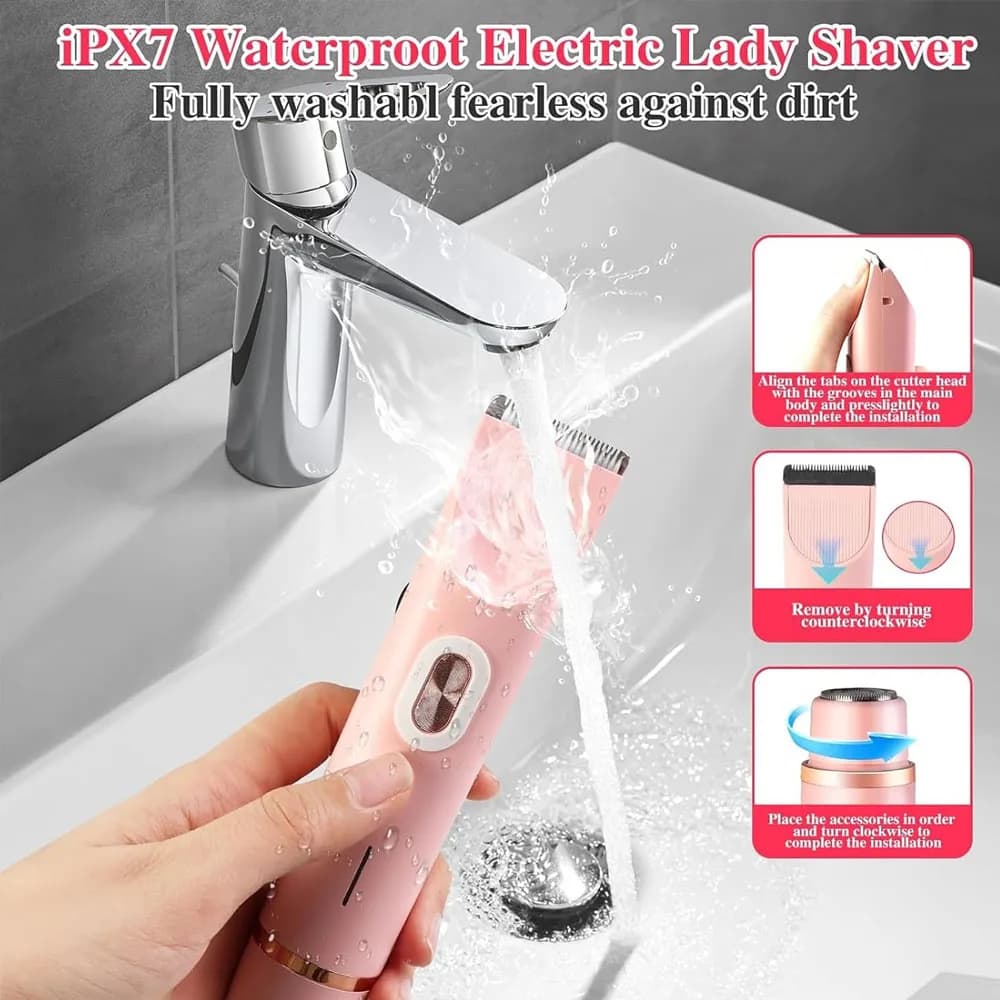 2in1 Electric Epilator Razors Painless Bikini Trimmer Facial Mustache Shavers Body Hair Trimmer for Women Facial Hair Remover - 6