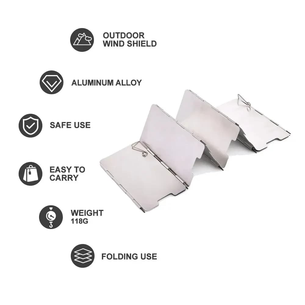 التخييم المحمولة 9 لوحات موقد حاجز الرياح للطي في الهواء الطلق نزهة شواء موقد غاز يندبروف شاشة الحرس تجهيزات المطابخ لوازم - 2