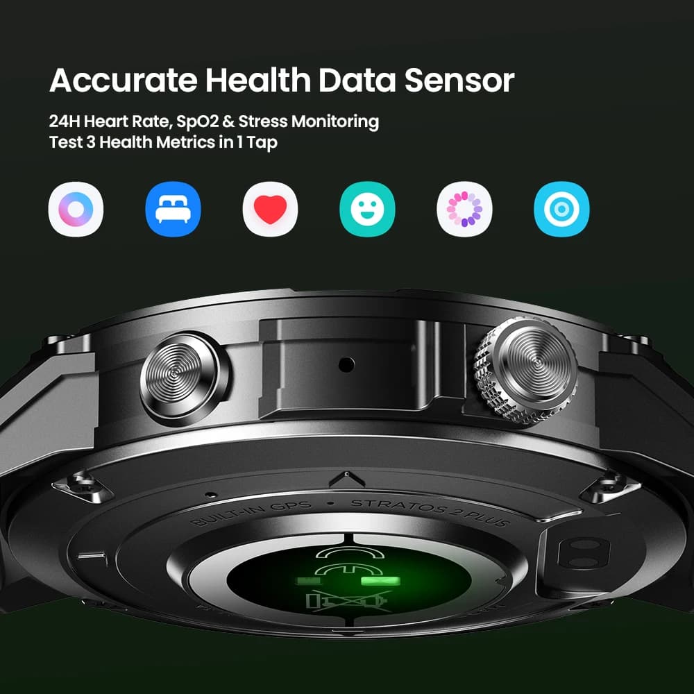 ساعة ذكية جديدة زيبليز ستراتوس 2 بلس جي بي اس بشاشة اموليد 1.43 بوصة بوصلة مقياس الارتفاع البارومتري مكالمات بلوتوث ساعة ذكية - 5