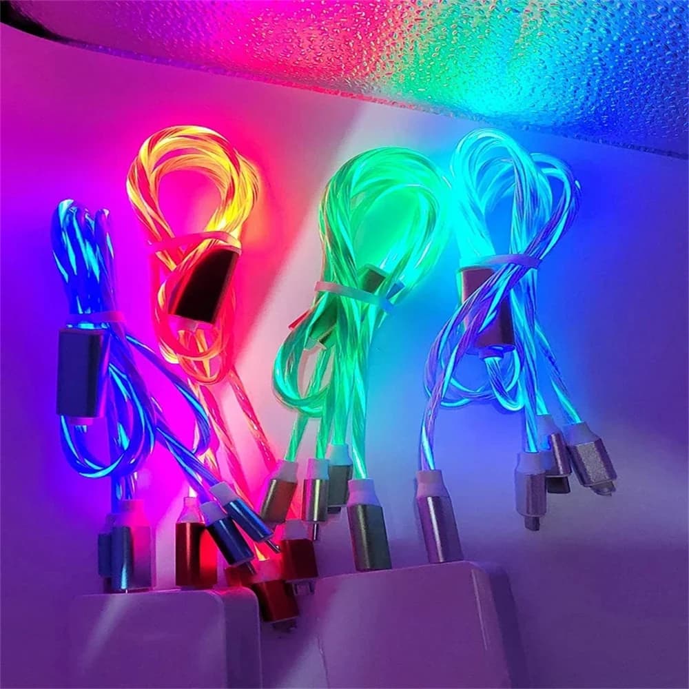 NNBILI Glowing LED Light USB 3 IN 1 cable Phone Fast Charging Charger Luminous Type C Cable For Xiaomi iPhone Phone Accessories - 6