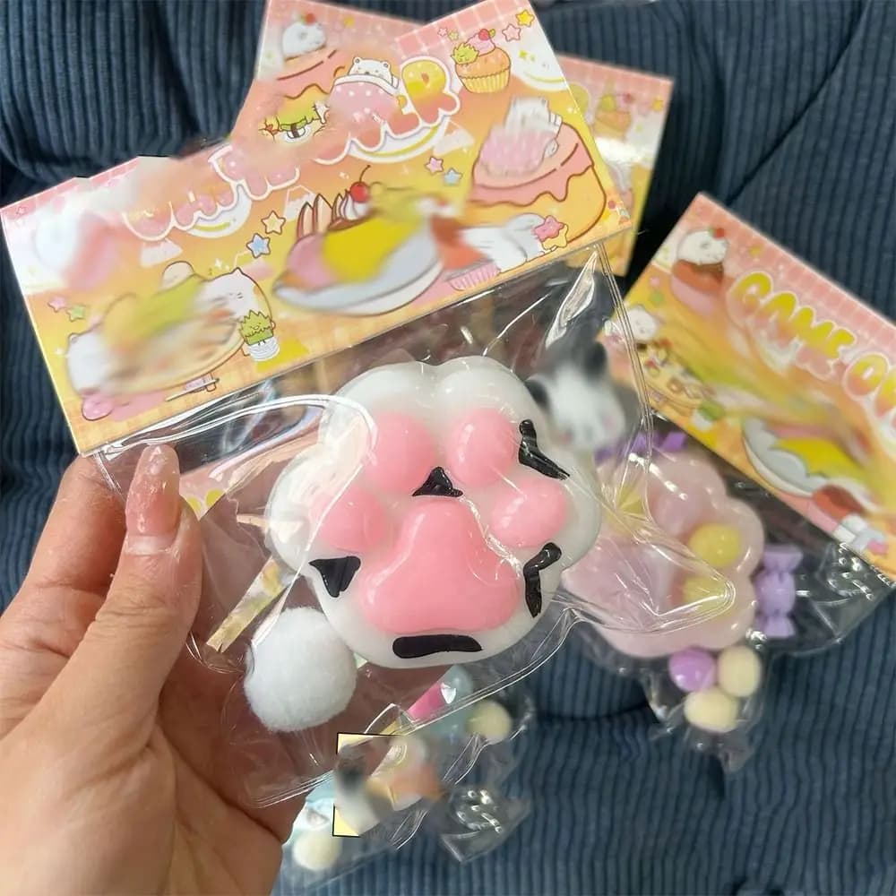 Mochi Taba Squishy NEW Fidget Toy Anti-stress Mini Kawaii Cat Paw TPR Small Cat Paw Cute Pink Cat Foot Pinch Decompression Toy - 4