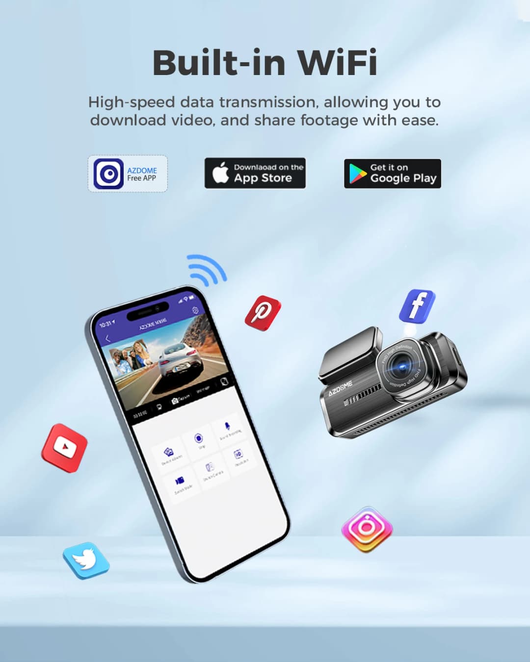 AZDOME M200 Dash Cam English Voice Control 2K Car DVR WiFi Camera for Vehicle Night Vision G-Sensor 24H Parking Monitor - 2